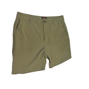 Faherty All Day Shorts 7” Olive Sz 32 Preppy Athleisure Walks Golf Travel